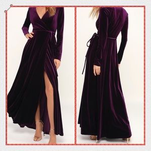 COPY - Jacinda Plum Purple Velvet Wrap Dress